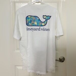 Vineyard Vines Pain Relief Whale White Short Sleeve Tee Size Large